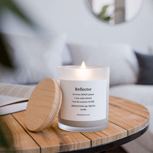 "Reflector Human Design Candle – 11oz Scented Frosted Glass Candle for Mindfulness, Lunar Alignment & Emotional Clarity"